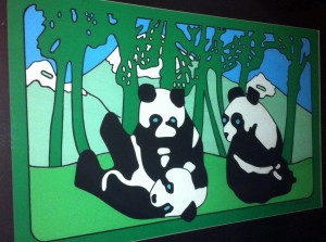 Silk Screen Print of Pandas